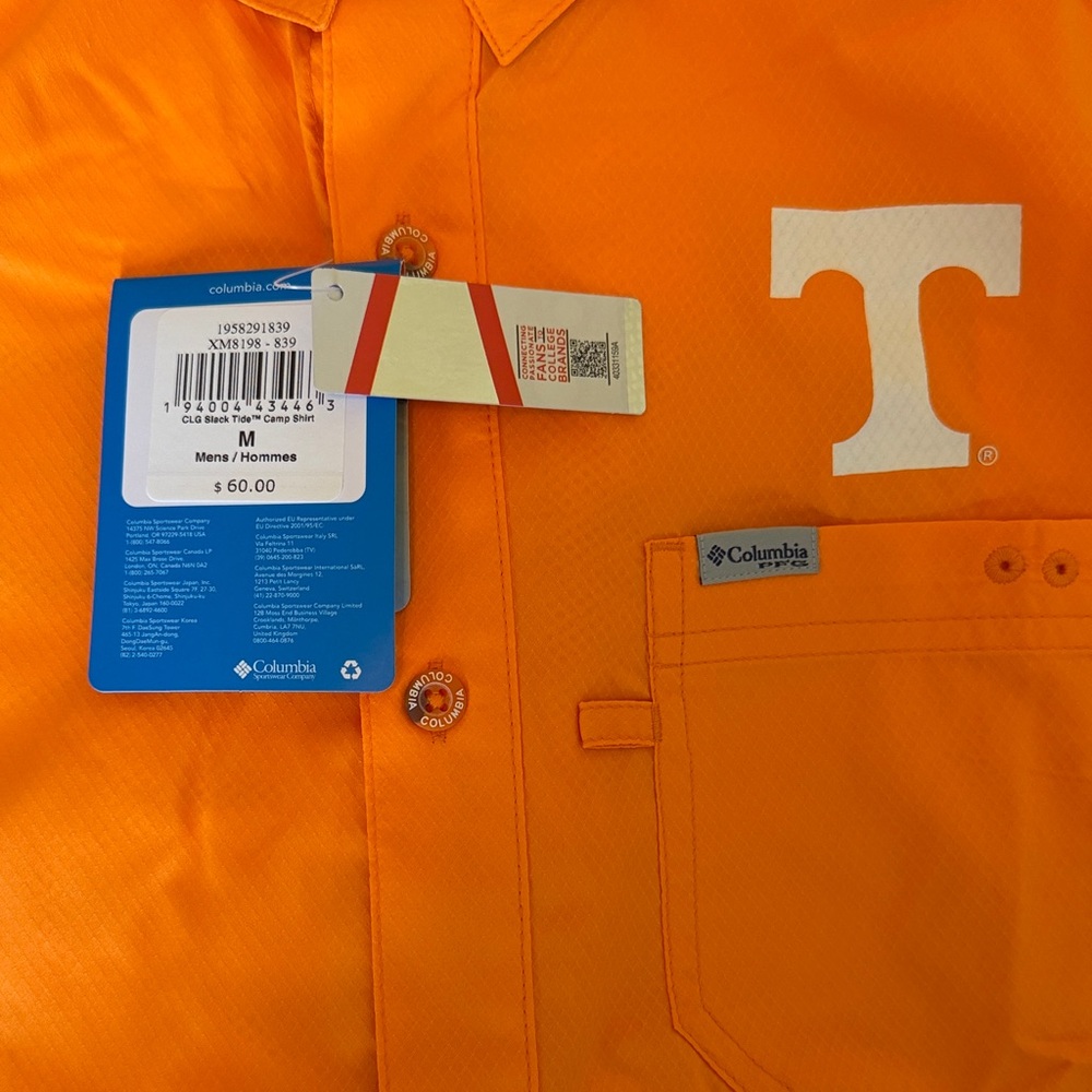 ✅NWT- TENNESSEE orange Short Sleeve Button-Up Shirt w/screened T & back graphic